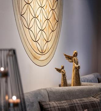 Figurines of angels in one of the relaxation rooms