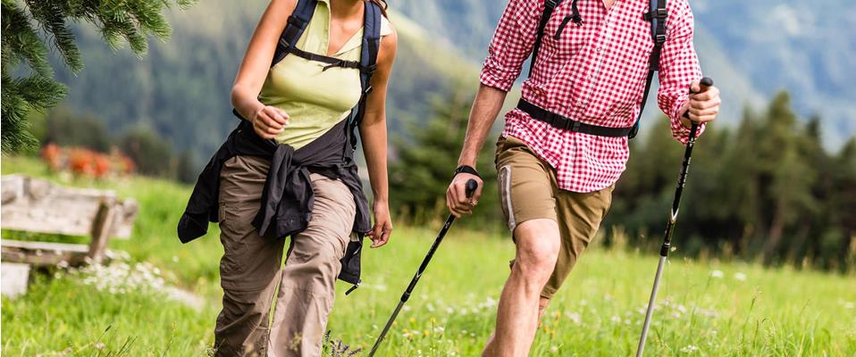 Two hikers in summer